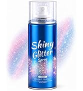 Hair and Body Glitter Spray, Silver Shimmery Glitter Hairspray for Clothes | Quick Drying Ultra S...