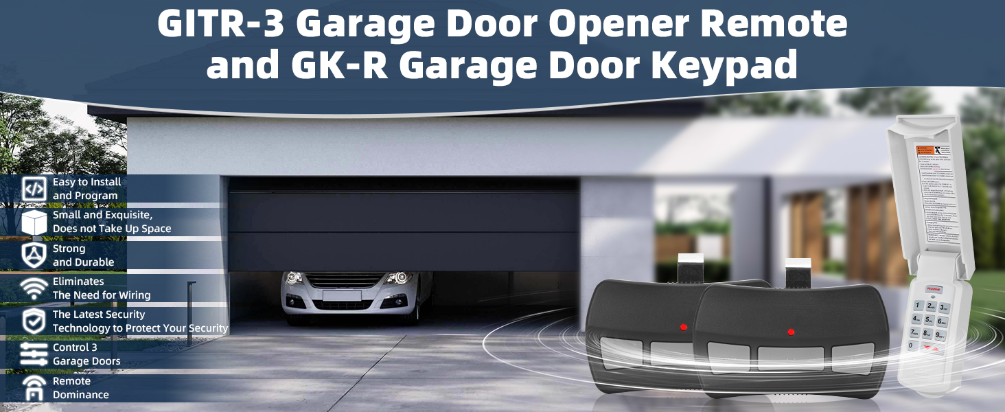 GITR-3 Garage Door Opener Remote and GK-R Garage Door Keypad