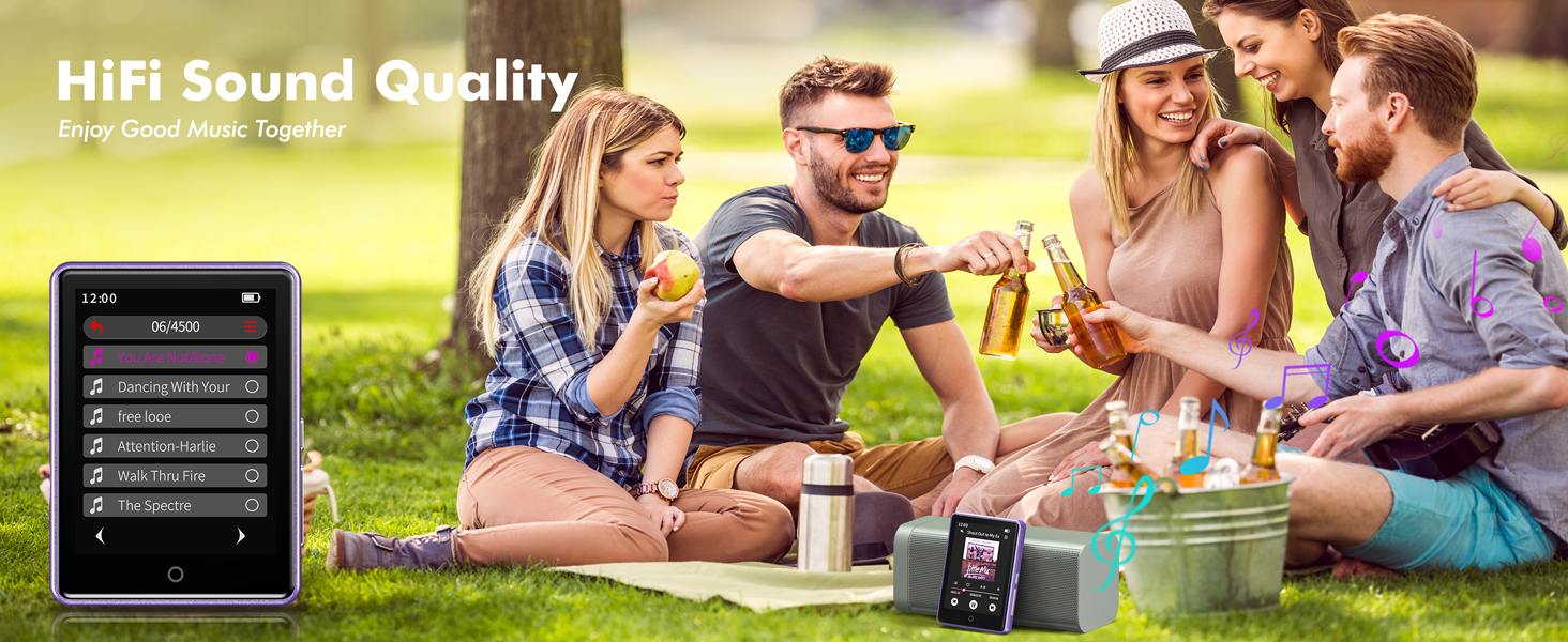 64GB MP3 Player with Bluetooth 5.3,FM Radio,Voice Recorder,Supports Up to 128GB