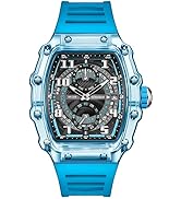 FANMIS Fashion Hollowed Men Watches Transparent Barrel-Shaped Quartz Watch Silicone Band Waterpro...