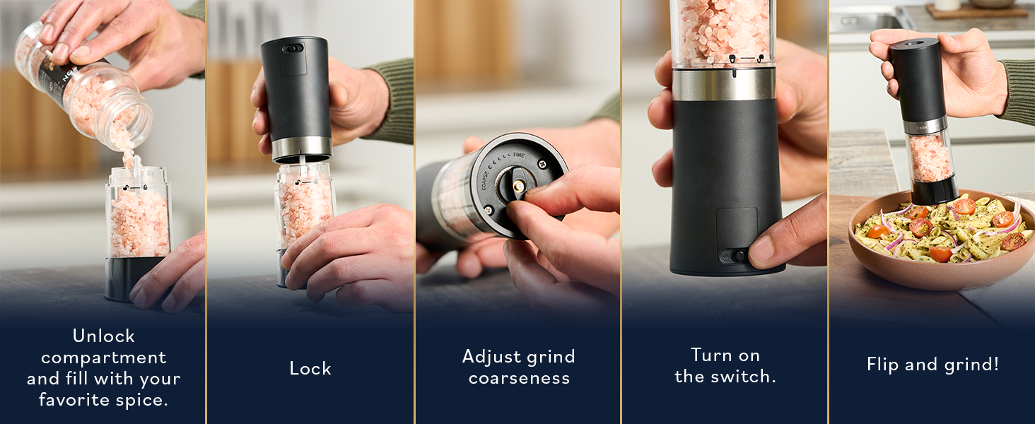 how to use the home hero salt pepper grinder set
