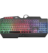 Rii RK202 RGB Gaming Keyboard Multiple Color Rainbow LED Backlit USB Wired Gaming Keyboard with W...