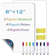 2 Pack PET Magnetic Whiteboard for Fridge, Small Magnetic Dry Erase Boards with 8 Markers and 2 E...