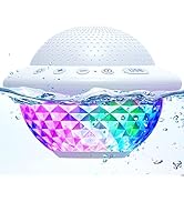 Floating Pool Speakers with Colorful LED Lights, IPX7 Waterproof Hot Tub Bluetooth Speaker, 10W S...