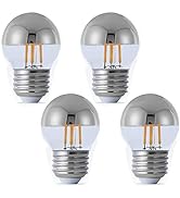 4W Half Chrome Light Bulbs Dimmable G45, Silver Tipped Mirror Retro Decorative LED Edison Bulb E2...
