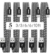 SPEATE USB C Cable, Premium Nylon Braided USB A to Type C Charger Cable [5-Pack, 3/3/6/6/10FT], T...
