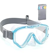 Vvinca Kids-Goggles with Nose Cover, Diving Mask Elastic Fabric Strap Anti Fog Anti Shattered Len...