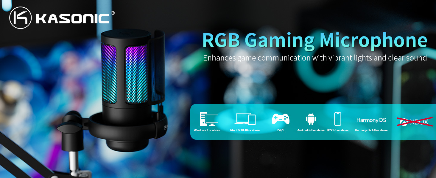  RGB Microphone for Gaming with Boom Arm