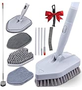 DSV Standard Shower Scrubber with Long Handle, 3-in-1 Cleaning Brush with Long Handle with 3 Deta...