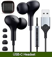 USB Headphones with Microphone for Laptop, 7.5ft Magnetic Wired Earbuds Noise Isolation in-Ear Ea...