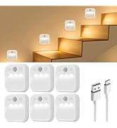 ZSLAIFU 6Pack Stair Lights Indoor, Night Light Rechargeable, Motion Sensor Night Lights, Dimmable...
