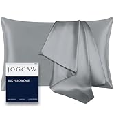 Jogcaw Silk Pillowcase for Hair and Skin, Soft Breathable Smooth Cooling Mulberry Silk Pillow Cas...