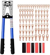 Sanuke Battery Cable Lug Crimping Tool for AWG10-1/0, Wire Crimper with 78pcs Copper Lug Ring Ter...