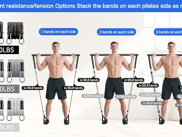 pilates equipment for home ,resistance bands working out , pilate bar kit ,yoga pilate equipment