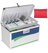 LOCKCURX Medication Lock Box, 10x6x6.7 Inch Aluminum Alloy Medication Safe, First Aid Box with De...