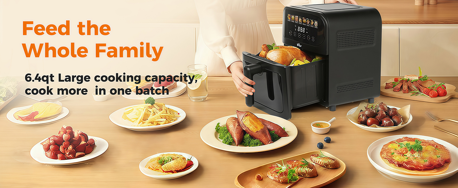bear air fryer 6.4qt large capacity