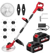 FULLYEA Cordless Weed Wacker 9 inch, Electric Weed Eater with 2*4.0Ah Batteries &amp; Charger, Portab...