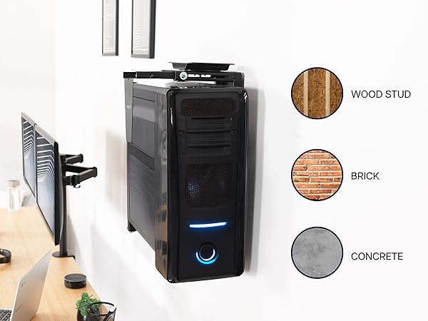 pc mount under desk, adjustable computer holder, cpu wall mount, swivel tower stand, desk pc tray