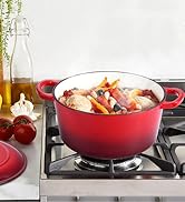 Small 3 Quart Dutch Oven, HaSteeL Round Cast Iron Cooking Pot with Lid, Nonstick Enameled Cookwar...