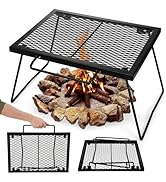 Elsjoy 17" Folding Campfire Grill Grate with Carrying Handle, Portable Camping Grill Over Fire Me...