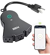 HBN Outdoor Smart Plug, Wi-Fi Heavy Duty Outlet with 3 Independent Outlets, Compatible with Alexa...