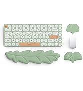 Lauspuck Keyboard Wrist Rest Pad Set, Leaf Shape PU Leather Memory Foam Wrist Cushion Support,Mou...