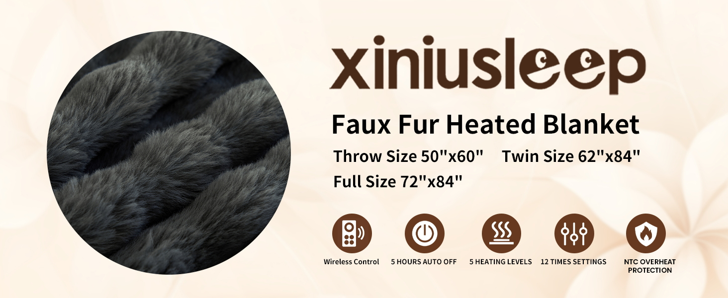 Faux Fur Rabbit Heated Blanket