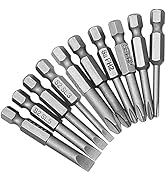 Saipe 10Pcs Magnetic Screwdriver Bit Sets 1/4 Inch Hex Shank Flat Slotted + Phillips Cross Head S...