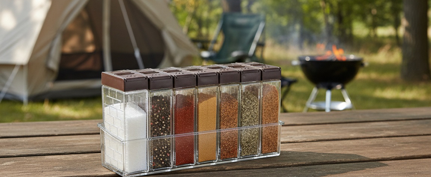 Travel Seasoning Box with 2-in-1 Lids