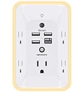 Outlet Extender with Night Light, Multi Plug Outlet, USB Wall Charger with 4 USB Charging Ports(1...