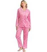 HEARTNICE Women's Fleece Pajama Set, Ultra Soft Long Sleeve Button-Down PJs 2-Piece Cozy Sleepwear