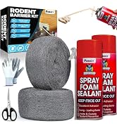 [Upgraded] Rodent Barrier Kit, 2Pcs Steel Wool Included 2Pcs PU Spray Foam for Mice Control, 3.2