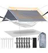Camping Tarp Tent Portable Multifunctional Bushcraft Backpacking Tear-Resistant Fabric Rain Fly T...