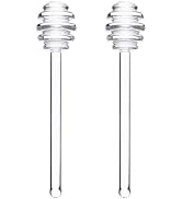2Pcs Transparent 6" Glass Honey Dipper Sticks Stirring Sticks Server Honey Spoon Dipper Stirrer H...