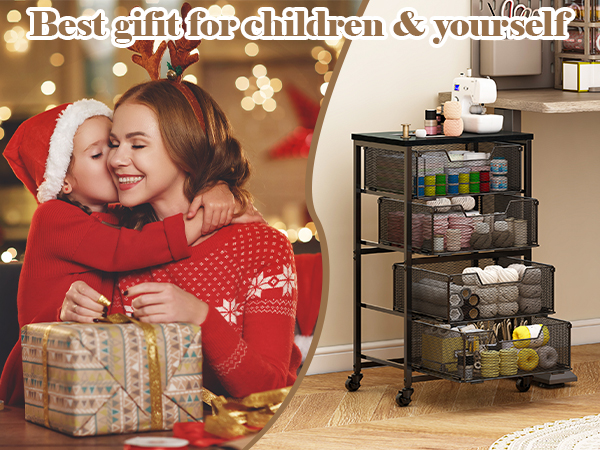 storage cart on wheels with drawers
