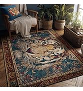ZOCOZY Ultra Soft Boho Tiger Area Rug 5x7 Feet – Retro Abstract Floor Mat Carpet with Tiger Throw...