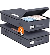 StoreHappily Under Bed Storage Containers with Lids - 2 Pack, Foldable and Stackable Clothes Stor...