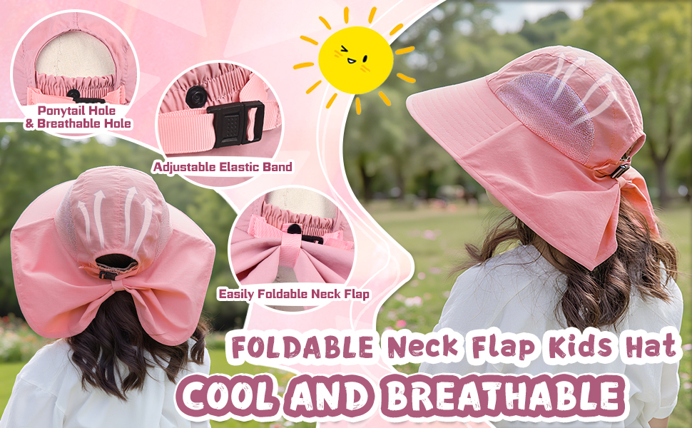 foldable neck flap kids hat cool and breathable