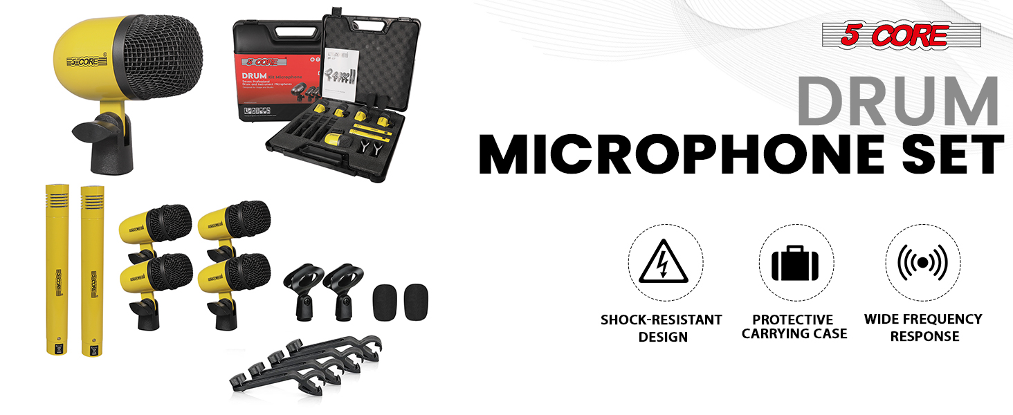 drum mic kit drum microphone set 7 piece drum set drum mic set recording studio kit percussion mic