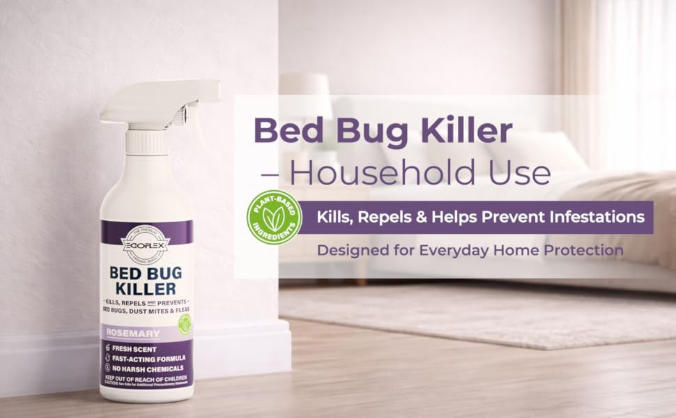 EGOFLEX Bed Bug Killer spray for household use with plant-based ingredients.