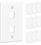 [UL Listed] Cable Matters 10-Pack Low Profile 2-Port Keystone Jack Wall Plate, RJ45 Wall Plate fo...