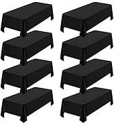 Showgeous 8 Pack Black Tablecloth 60 x 102 Inch, Rectangle Table Cloth for 6 Foot Table, Wrinkle ...