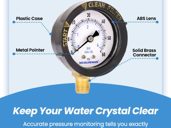 Pool Pump Pressure Gauge for Swimming Pool