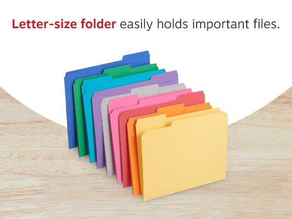 Staples 508994 Colored File Folders W/Reinforced Tabs Letter 3 Tab 100/Box