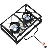 Tabletop Double Burner Camp Stove – 100,000?BTU Portable Propane Cooker with CSA Regulator, Heavy...