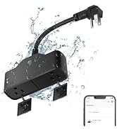 15A Outdoor Smart Plug, Heavy Duty Smart Home Wi-Fi Outlet Timer, Outlet with 2 Sockets, Wireless...