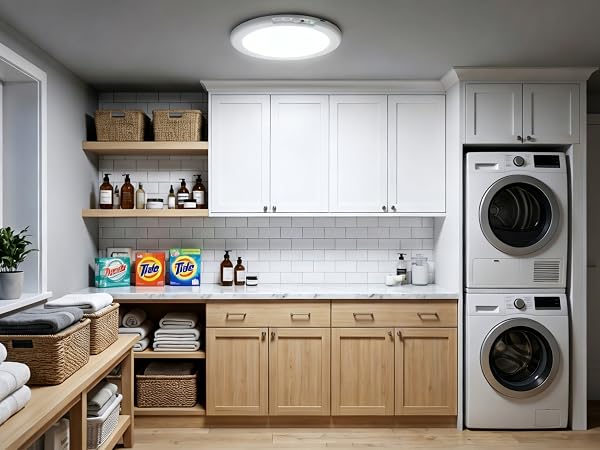 Ceiling light installed for use in the laundry room