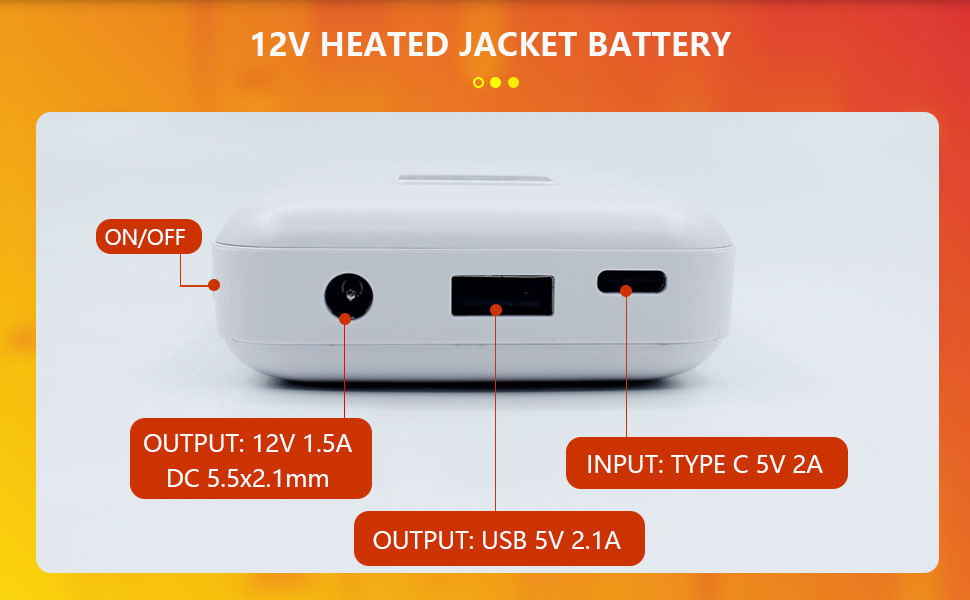 12V heated jacket power bank