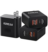 [3 Pack] USB C Wall Charger, 40W 4-Port USB C Charger Dual USB-C Power Adapter + Double USB Plug ...