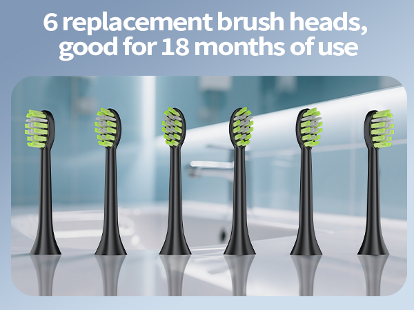 Travel toothbrush with 6 brush heads